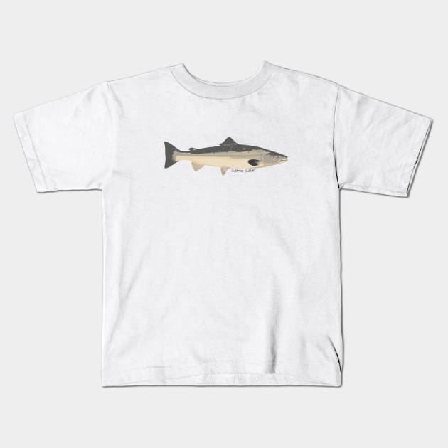 Salmo salar cartoon Kids T-Shirt by DashingGecko